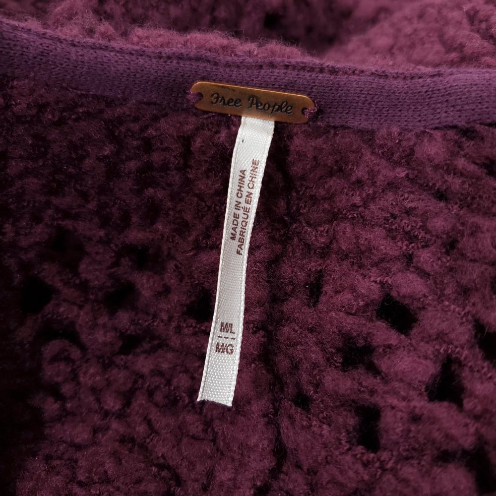 Free People Wine Knit Saturday Morning Cardigan - Picture 5 of 6